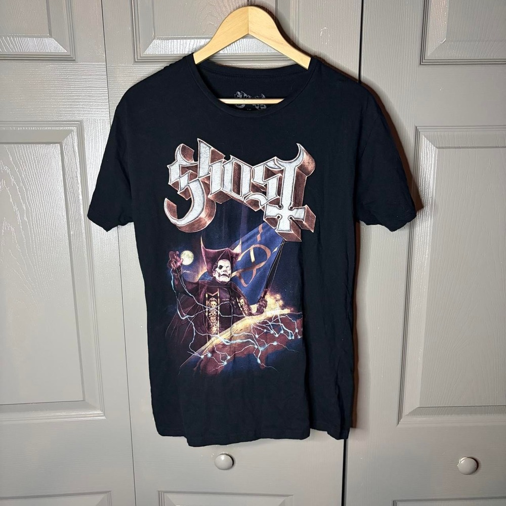Ghost Band Tee Mens Large Black Papa Emeritus Graphic Rock Metal T-Shirt